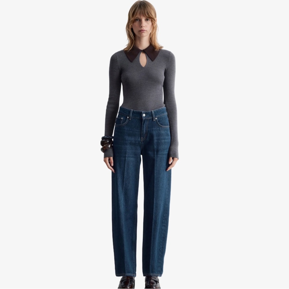 & Other Stories High Waisted Blue Straight Leg Denim Jeans 30/30